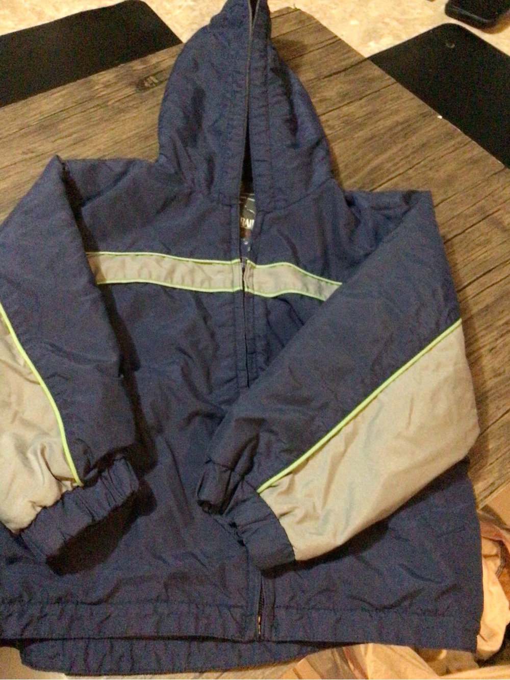 Kids Navy Hooded Winter Jacket with Reflective Stripe
